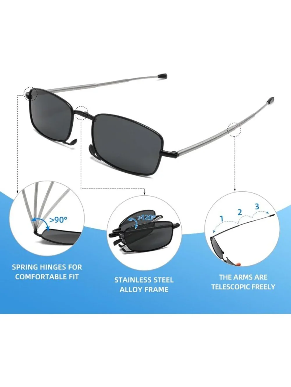 Polarized Folding Sunglasses for Men & Women - UV Blocking, Spring Hinge, Case
